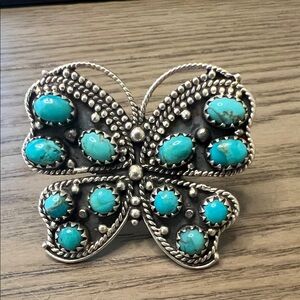Kingman Turquoise Butterfly Statement Adjustable Ring